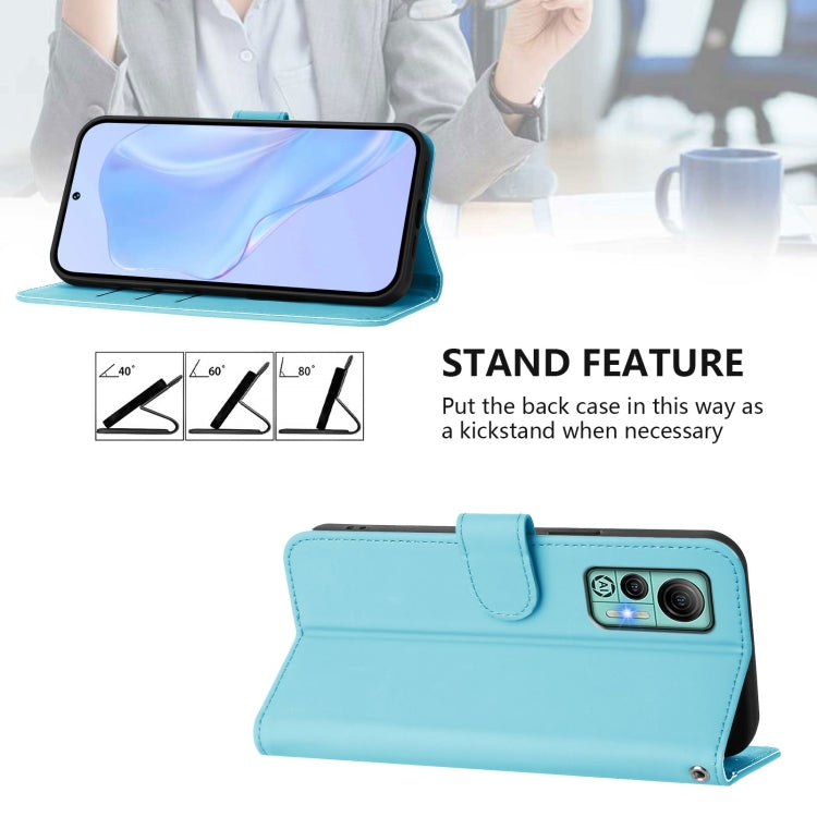 For Ulefone Note 14 Skin Feel Solid Color Leather Phone Case with Lanyard(Sky Blue) by buy2fix