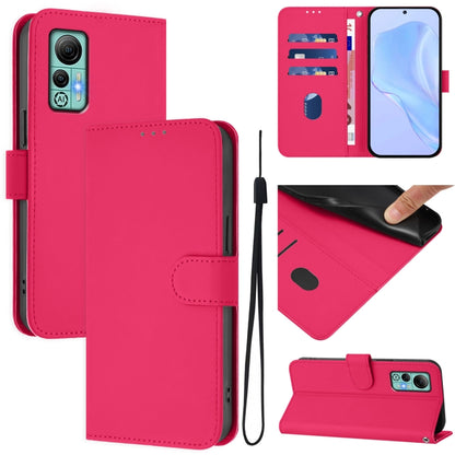 For Ulefone Note 14 Skin Feel Solid Color Leather Phone Case with Lanyard(Rose Red) by buy2fix