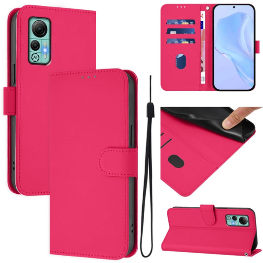 For Ulefone Note 14 Skin Feel Solid Color Leather Phone Case with Lanyard(Rose Red) by buy2fix