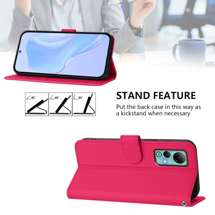 For Ulefone Note 14 Skin Feel Solid Color Leather Phone Case with Lanyard(Rose Red) by buy2fix