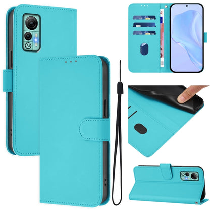 For Ulefone Note 14 Skin Feel Solid Color Leather Phone Case with Lanyard(Lake Blue) by buy2fix