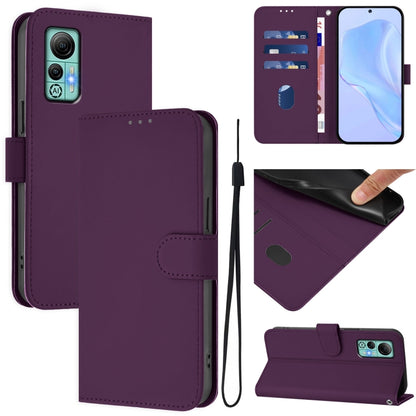For Ulefone Note 14 Skin Feel Solid Color Leather Phone Case with Lanyard(Violet) by buy2fix