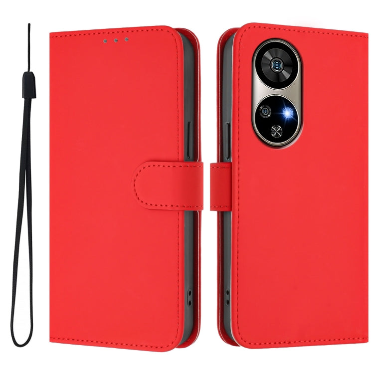 For Ulefone Note 17 Pro Skin Feel Solid Color Leather Phone Case with Lanyard(Red) by buy2fix