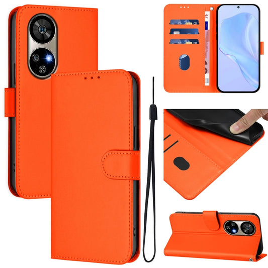 For Ulefone Note 17 Pro Skin Feel Solid Color Leather Phone Case with Lanyard(Orange) by buy2fix