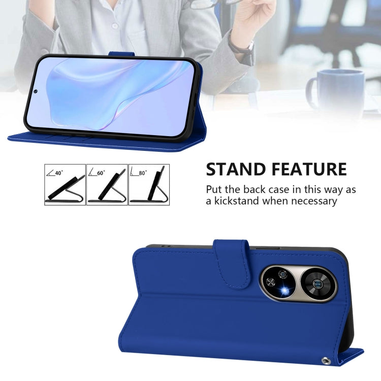 For Ulefone Note 17 Pro Skin Feel Solid Color Leather Phone Case with Lanyard(Dark Blue) by buy2fix