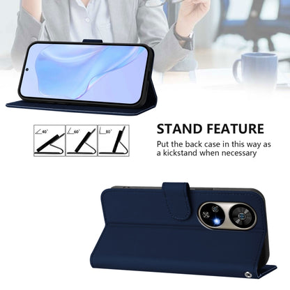 For Ulefone Note 17 Pro Skin Feel Solid Color Leather Phone Case with Lanyard(Navy Blue) by buy2fix
