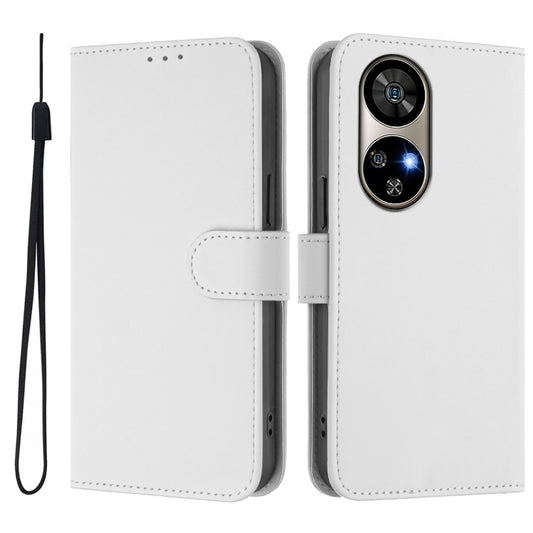 For Ulefone Note 17 Pro Skin Feel Solid Color Leather Phone Case with Lanyard(White) by buy2fix