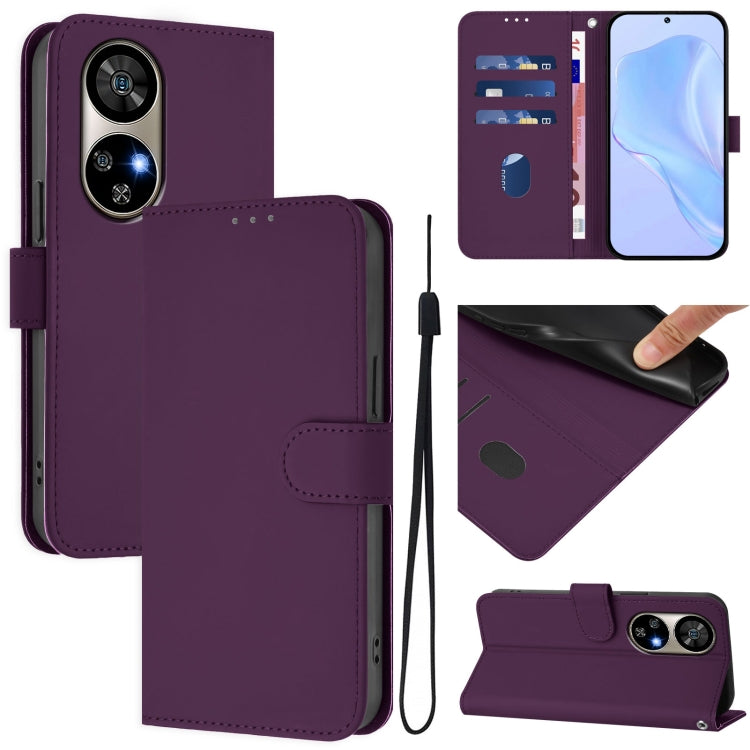 For Ulefone Note 17 Pro Skin Feel Solid Color Leather Phone Case with Lanyard(Violet) by buy2fix