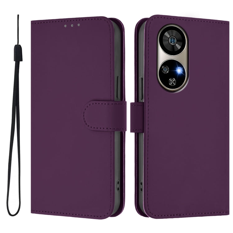 For Ulefone Note 17 Pro Skin Feel Solid Color Leather Phone Case with Lanyard(Violet) by buy2fix
