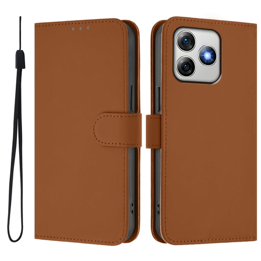 For Ulefone Note 18 Ultra Skin Feel Solid Color Leather Phone Case with Lanyard(Brown) by buy2fix