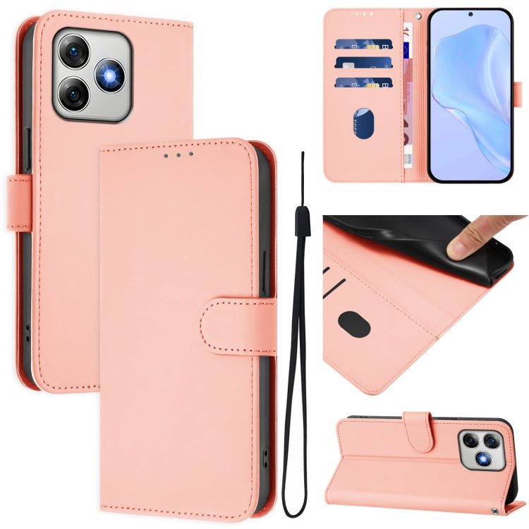 For Ulefone Note 18 Ultra Skin Feel Solid Color Leather Phone Case with Lanyard(Pink) by buy2fix