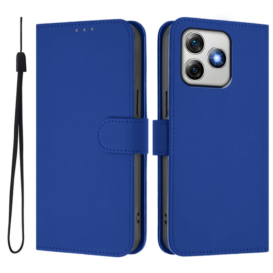 For Ulefone Note 18 Ultra Skin Feel Solid Color Leather Phone Case with Lanyard(Dark Blue) by buy2fix