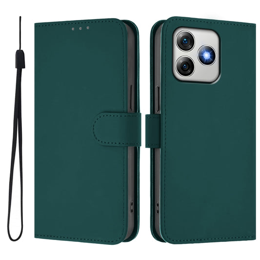 For Ulefone Note 18 Ultra Skin Feel Solid Color Leather Phone Case with Lanyard(Dark Green) by buy2fix