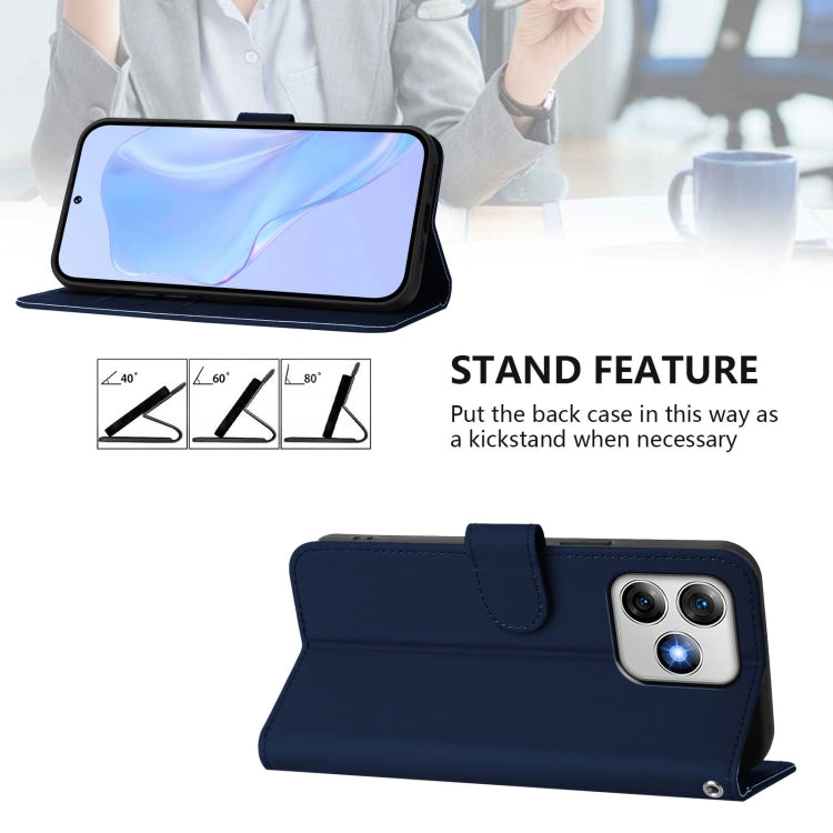 For Ulefone Note 18 Ultra Skin Feel Solid Color Leather Phone Case with Lanyard(Navy Blue) by buy2fix