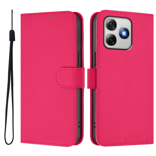 For Ulefone Note 18 Ultra Skin Feel Solid Color Leather Phone Case with Lanyard(Rose Red) by buy2fix