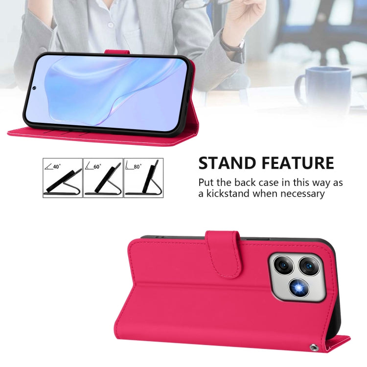 For Ulefone Note 18 Ultra Skin Feel Solid Color Leather Phone Case with Lanyard(Rose Red) by buy2fix