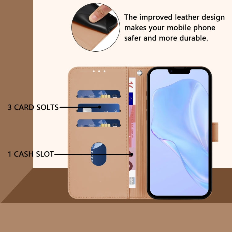 For iPhone 16 Plus Skin Feel Solid Color Leather Phone Case with Lanyard(Nude) - iPhone 16 Plus Cases by buy2fix | Online Shopping UK | buy2fix