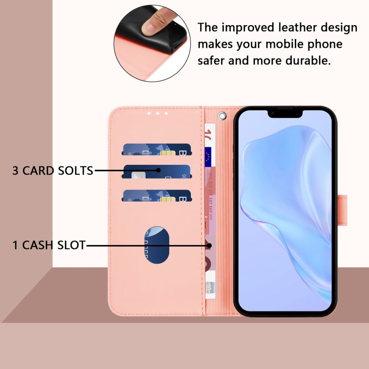 For iPhone 16e Skin Feel Solid Color Leather Phone Case with Lanyard(Pink) - iPhone 16e Cases by buy2fix | Online Shopping UK | buy2fix