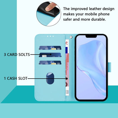 For iPhone 16e Skin Feel Solid Color Leather Phone Case with Lanyard(Sky Blue) - iPhone 16e Cases by buy2fix | Online Shopping UK | buy2fix