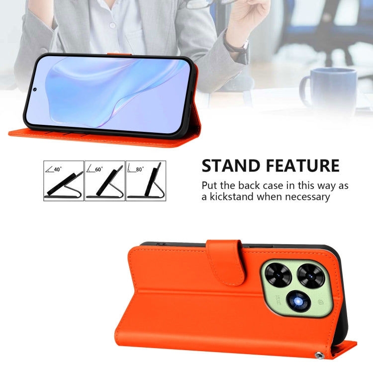 For Tecno Spark Go 2024 4G Skin Feel Solid Color Leather Phone Case with Lanyard(Orange) by buy2fix