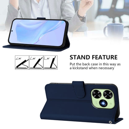 For Tecno Spark Go 2024 4G Skin Feel Solid Color Leather Phone Case with Lanyard(Navy Blue) by buy2fix
