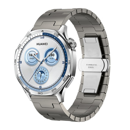 For Huawei GT4 46mm / GT5 46mm / GT5 Pro 22mm H-shaped Butterfly Buckle Stainless Steel Watch Band(Titanium Color) - 22mm Bands by buy2fix | Online Shopping UK | buy2fix