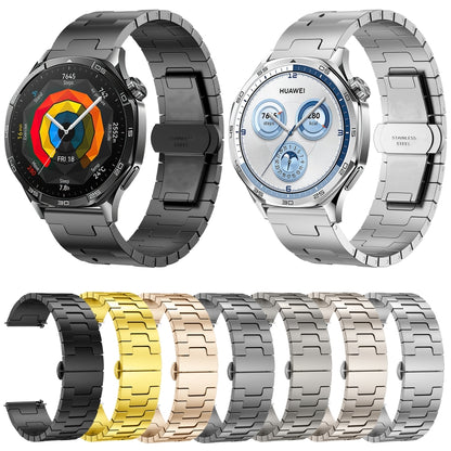 For Huawei GT4 46mm / GT5 46mm / GT5 Pro 22mm H-shaped Butterfly Buckle Stainless Steel Watch Band(Titanium Color) - 22mm Bands by buy2fix | Online Shopping UK | buy2fix