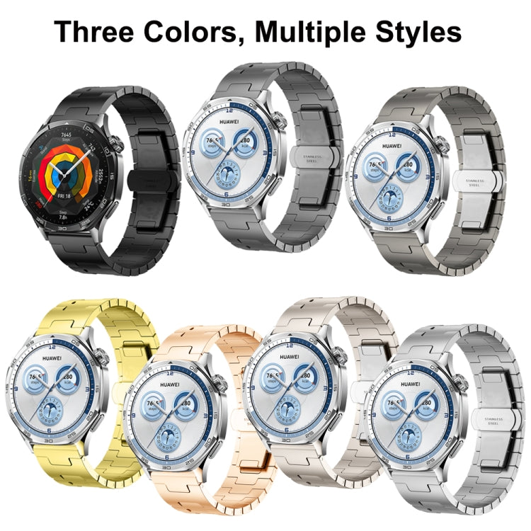 For Huawei GT4 46mm / GT5 46mm / GT5 Pro 46mm 22mm H-shaped Butterfly Buckle Stainless Steel Watch Band(Starlight) - 22mm Bands by buy2fix | Online Shopping UK | buy2fix