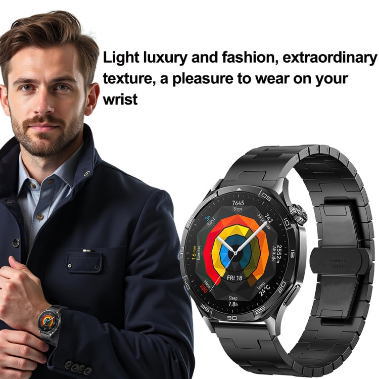 For Huawei GT4 46mm / GT5 46mm / GT5 Pro 22mm H-shaped Butterfly Buckle Stainless Steel Watch Band(Titanium Color) - 22mm Bands by buy2fix | Online Shopping UK | buy2fix