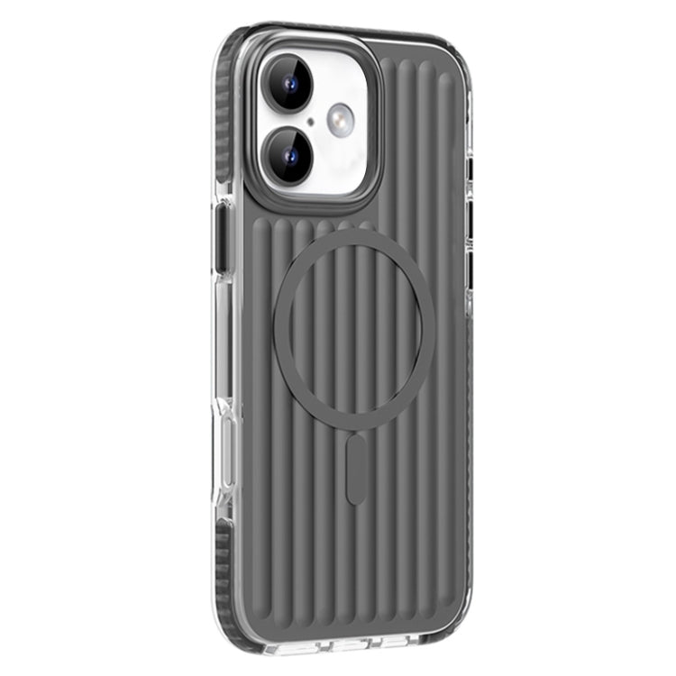 For iPhone 16 Mutural Corrugated Texture Magsafe Magnetic Shockproof Phone Case(Dark Grey) - iPhone 16 Cases by Mutural | Online Shopping UK | buy2fix