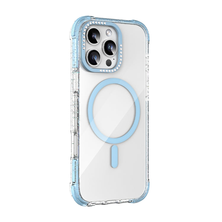 For iPhone 16 Pro Max Mutural Blink Series Glitter Edge MagSafe Magnetic Phone Case(Blue) by Mutural