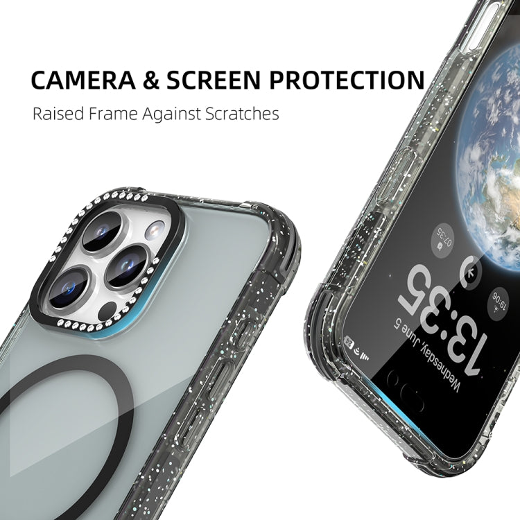 For iPhone 16 Pro Max Mutural Blink Series Glitter Edge MagSafe Magnetic Phone Case(Blue) by Mutural