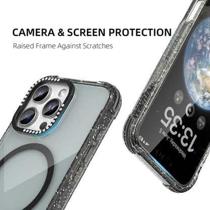 For iPhone 16 Pro Max Mutural Blink Series Glitter Edge MagSafe Magnetic Phone Case(Black) by Mutural