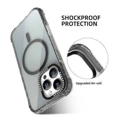 For iPhone 16 Pro Max Mutural Blink Series Glitter Edge MagSafe Magnetic Phone Case(Black) by Mutural