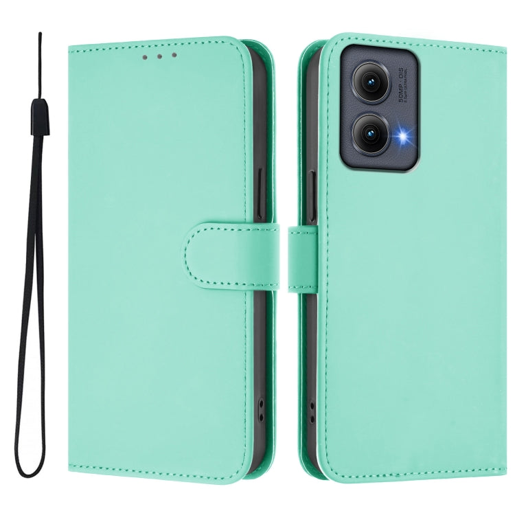 For Motorola Edge 5G 2024 Skin Feel Solid Color Leather Phone Case with Lanyard(Mint Green) by buy2fix