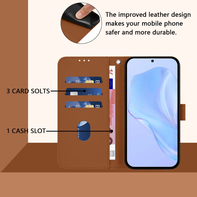 For Motorola Moto G Play 5G 2024 Global Skin Feel Solid Color Leather Phone Case with Lanyard(Brown) by buy2fix