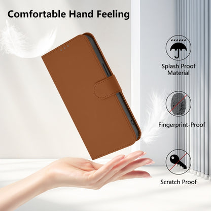 For Motorola Moto G Play 5G 2024 Global Skin Feel Solid Color Leather Phone Case with Lanyard(Brown) by buy2fix