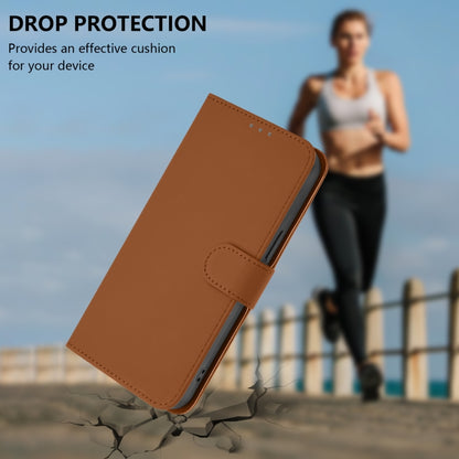 For Motorola Moto G Play 5G 2024 Global Skin Feel Solid Color Leather Phone Case with Lanyard(Brown) by buy2fix