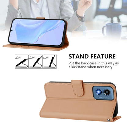 For Motorola Moto G Play 5G 2024 Global Skin Feel Solid Color Leather Phone Case with Lanyard(Nude) by buy2fix