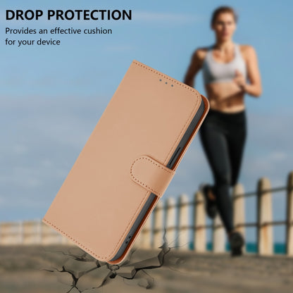 For Motorola Moto G Play 5G 2024 Global Skin Feel Solid Color Leather Phone Case with Lanyard(Nude) by buy2fix