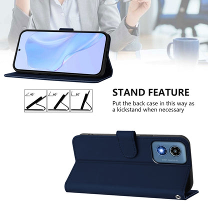 For Motorola Moto G Play 5G 2024 Global Skin Feel Solid Color Leather Phone Case with Lanyard(Navy Blue) by buy2fix