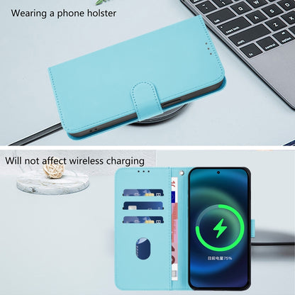 For Motorola Moto G Play 5G 2024 Global Skin Feel Solid Color Leather Phone Case with Lanyard(Sky Blue) by buy2fix