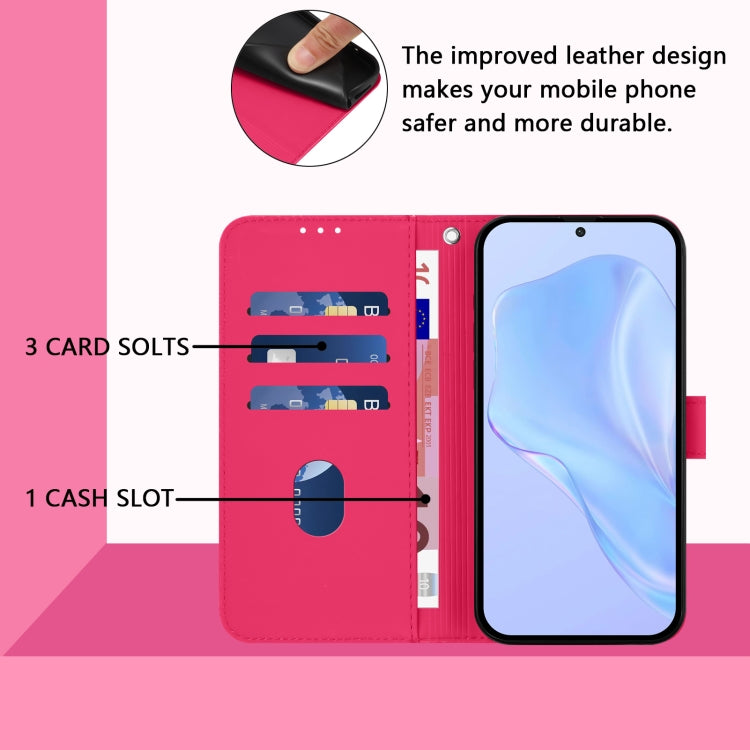 For Motorola Moto G Play 5G 2024 Global Skin Feel Solid Color Leather Phone Case with Lanyard(Rose Red) by buy2fix