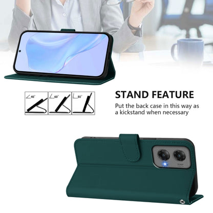 For Motorola Moto G Stylus 5G 2024 Skin Feel Solid Color Leather Phone Case with Lanyard(Dark Green) by buy2fix