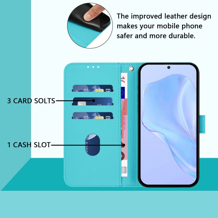 For Motorola Moto G Stylus 5G 2024 Skin Feel Solid Color Leather Phone Case with Lanyard(Lake Blue) by buy2fix