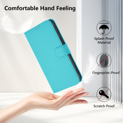 For Motorola Moto G Stylus 5G 2024 Skin Feel Solid Color Leather Phone Case with Lanyard(Lake Blue) by buy2fix