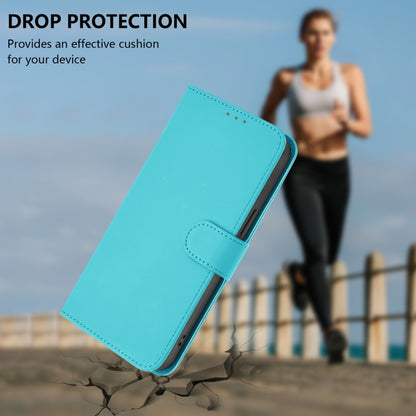 For Motorola Moto G Stylus 5G 2024 Skin Feel Solid Color Leather Phone Case with Lanyard(Lake Blue) by buy2fix