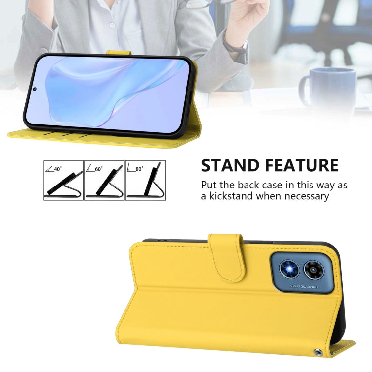 For Motorola Moto G Play 4G 2024 Global Skin Feel Solid Color Leather Phone Case with Lanyard(Lemon Yellow) by buy2fix