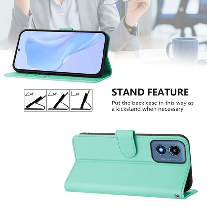 For Motorola Moto G Play 4G 2024 Global Skin Feel Solid Color Leather Phone Case with Lanyard(Mint Green) by buy2fix