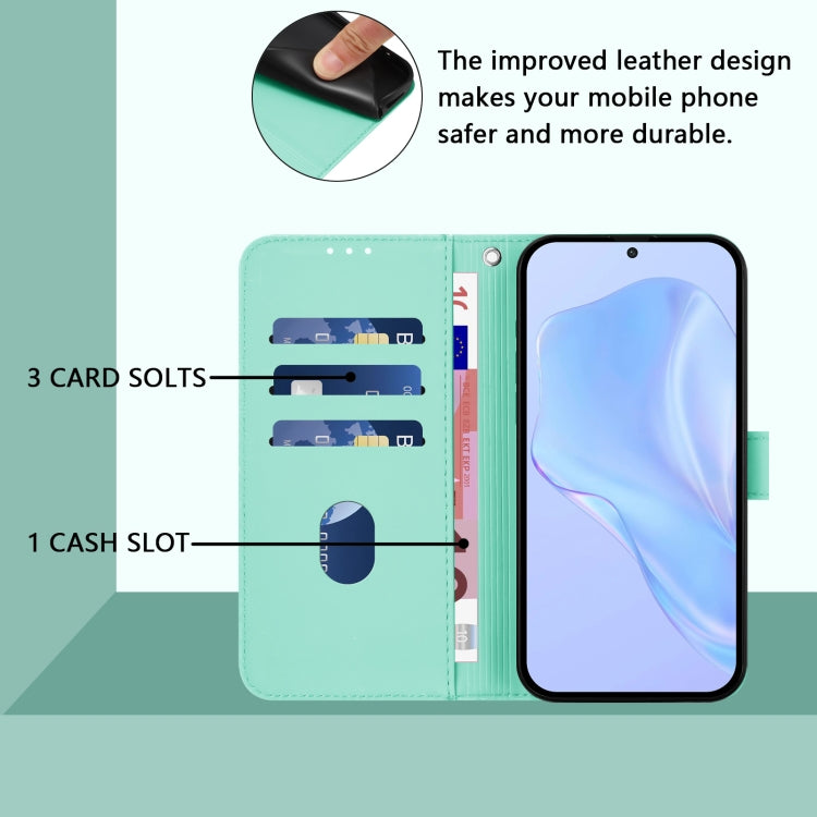For Motorola Moto G Play 4G 2024 Global Skin Feel Solid Color Leather Phone Case with Lanyard(Mint Green) by buy2fix